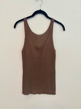 Brown Waffle Knit Tank Top 
- Women